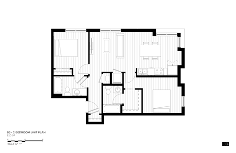 a floor plan of a 2 bedroom unit plan